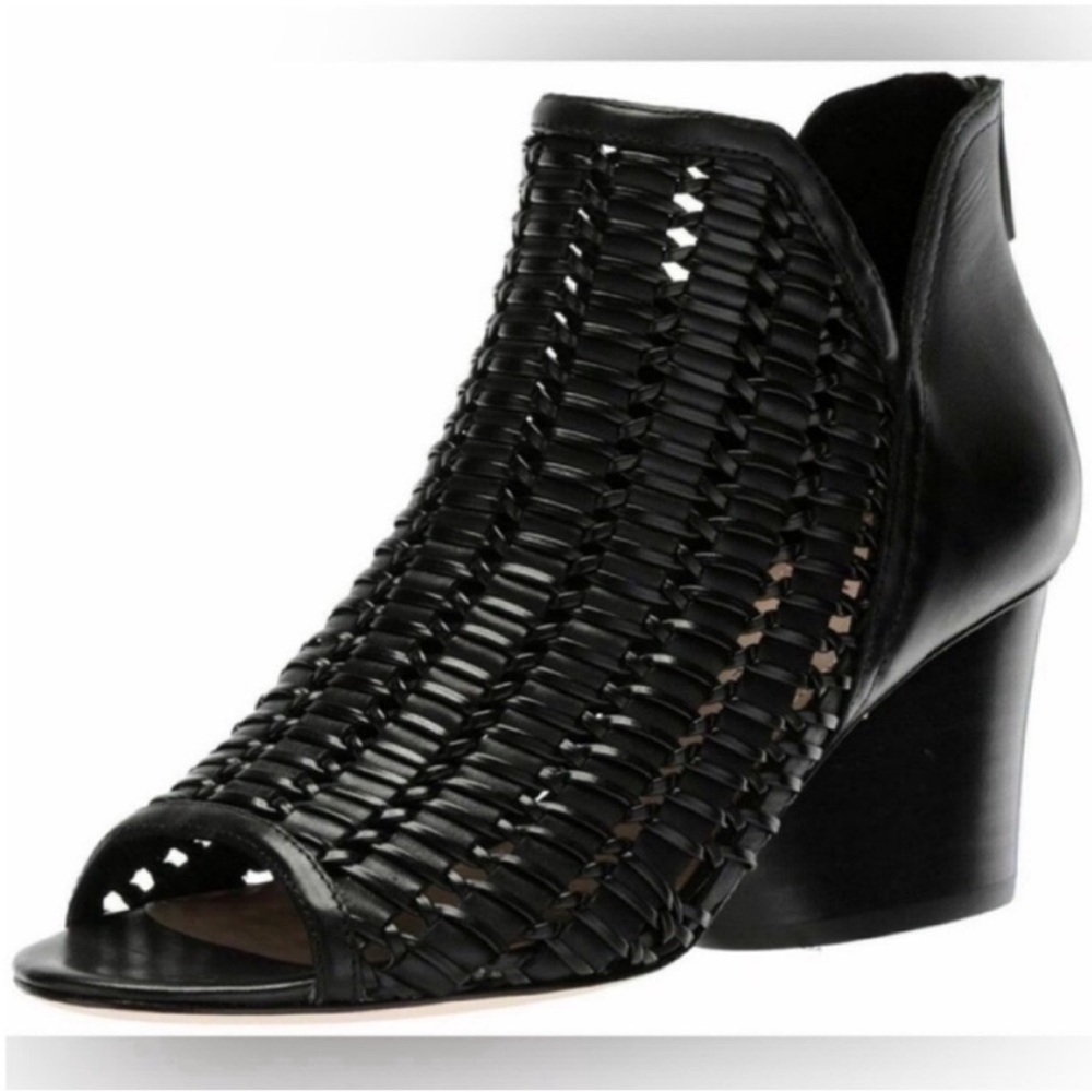 Donald J. Pliner Black Heeled Boots with Woven Design